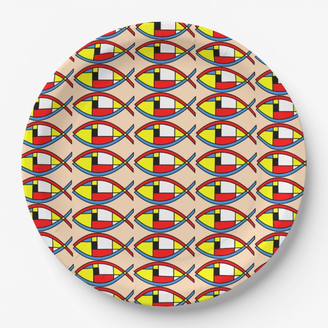 Abstract Fish Paper Plates (Front)