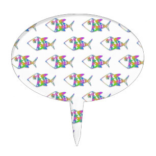 Abstract Fish Pattern Cake Topper