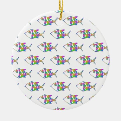Abstract Fish Pattern Ceramic Ornament