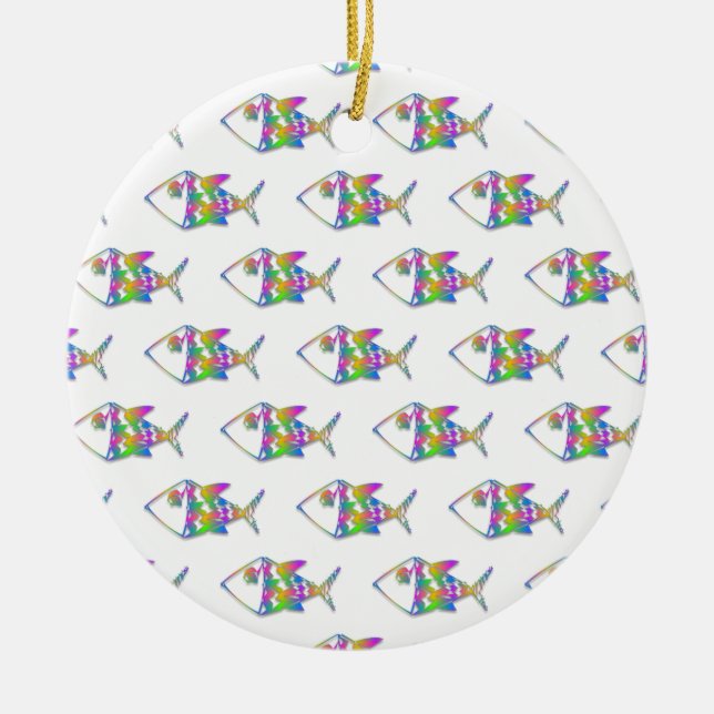 Abstract Fish Pattern Ceramic Ornament (Front)