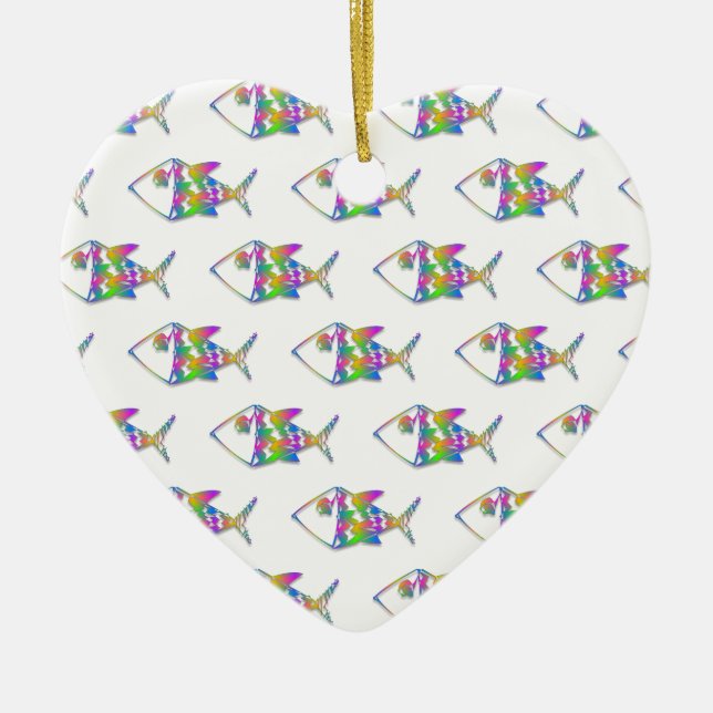 Abstract Fish Pattern Ceramic Ornament (Front)