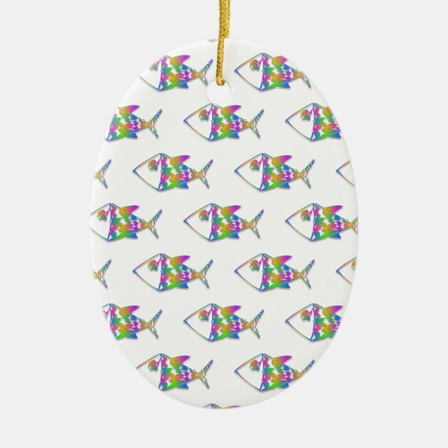 Abstract Fish Pattern Ceramic Ornament (Front)