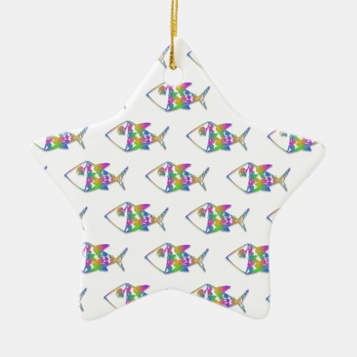 Abstract Fish Pattern Ceramic Ornament
