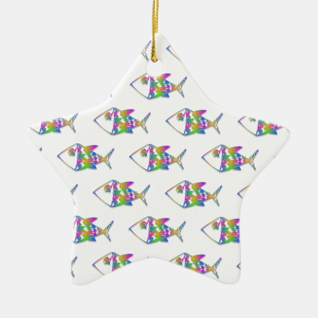 Abstract Fish Pattern Ceramic Ornament (Front)