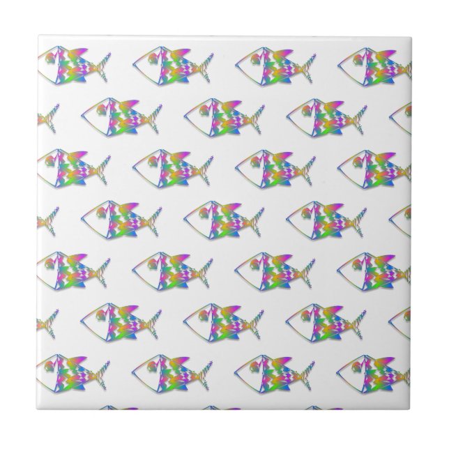 Abstract Fish Pattern Ceramic Tile (Front)
