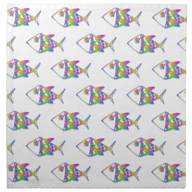 Abstract Fish Pattern Cloth Napkin (Front)