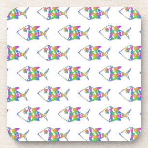 Abstract Fish Pattern Drink Coaster