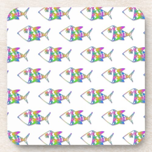Abstract Fish Pattern Drink Coaster