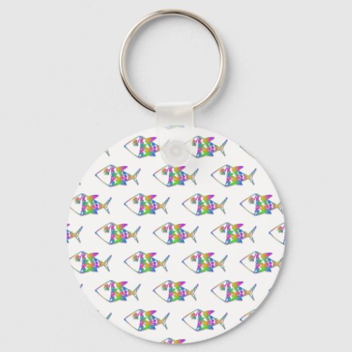 Abstract Fish Pattern Keychain