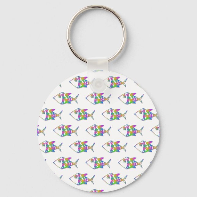 Abstract Fish Pattern Keychain (Front)