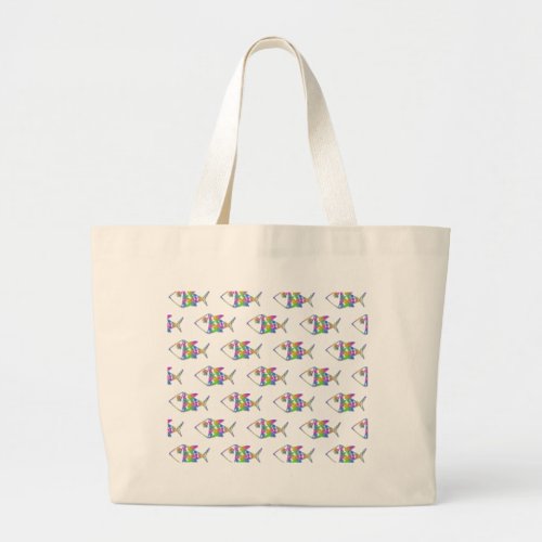 Abstract Fish Pattern Large Tote Bag