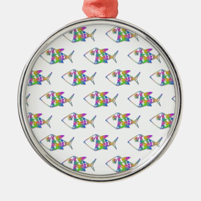 Abstract Fish Pattern Metal Ornament (Front)
