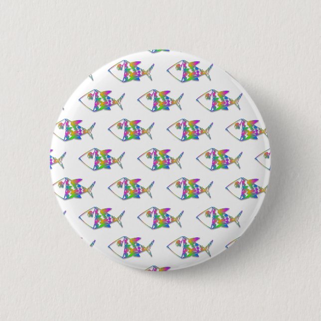 Abstract Fish Pattern Pinback Button (Front)