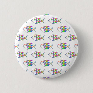 Abstract Fish Pattern Pinback Button