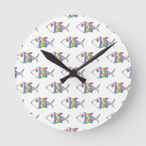 Abstract Fish Pattern Round Clock