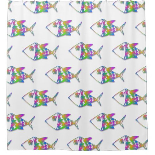 Abstract Fish Pattern Shower Curtain