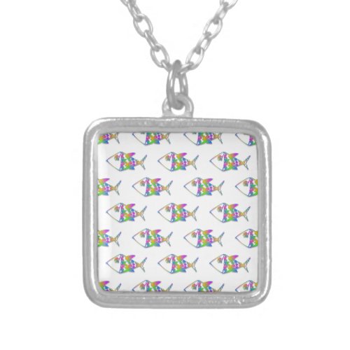 Abstract Fish Pattern Silver Plated Necklace