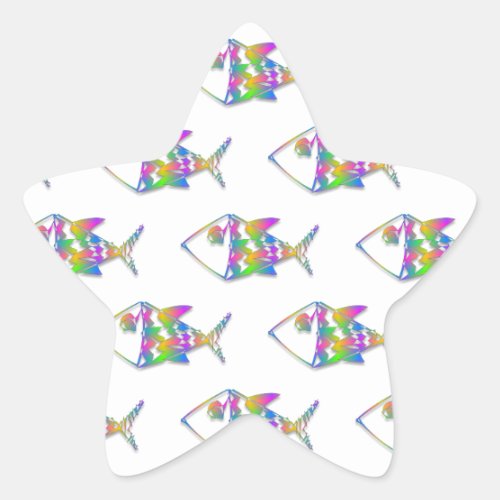 Abstract Fish Pattern Star Sticker