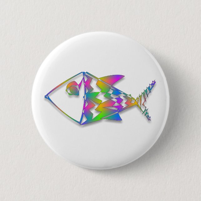 Abstract Fish Pinback Button (Front)