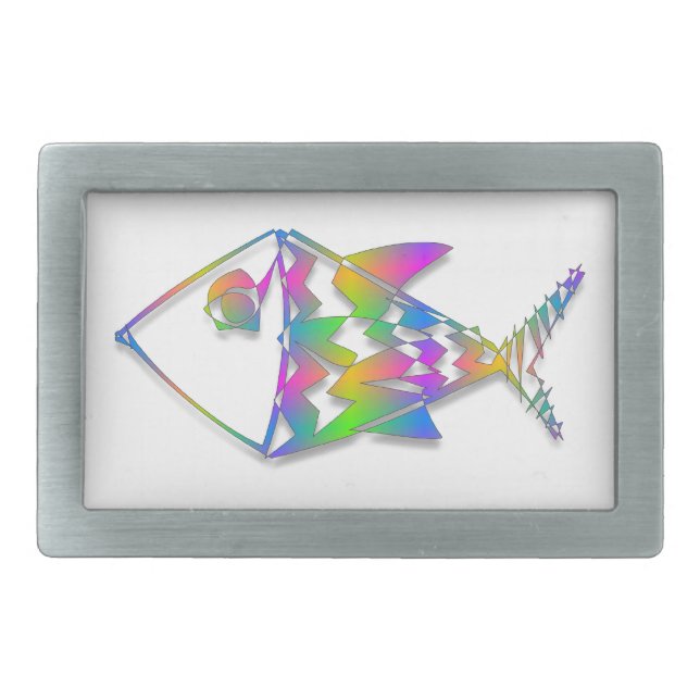 Abstract Fish Rectangular Belt Buckle (Front)