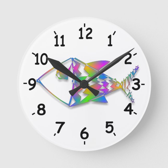 Abstract Fish Round Clock (Front)