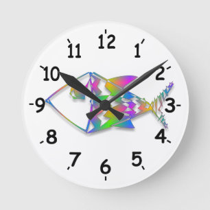 Abstract Fish Round Clock
