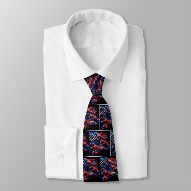 Abstract Flag Paint Splatters Neck Tie (Tied)