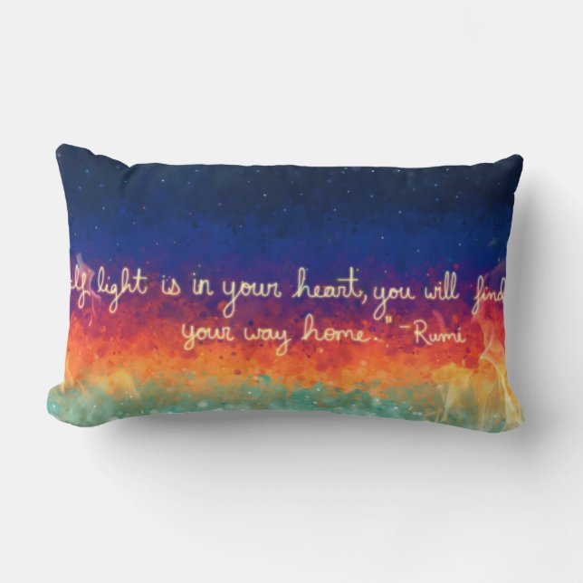Abstract Flame Rumi Quote Lumbar Pillow (Front)
