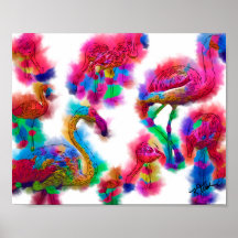 Abstract Flamingo Flock