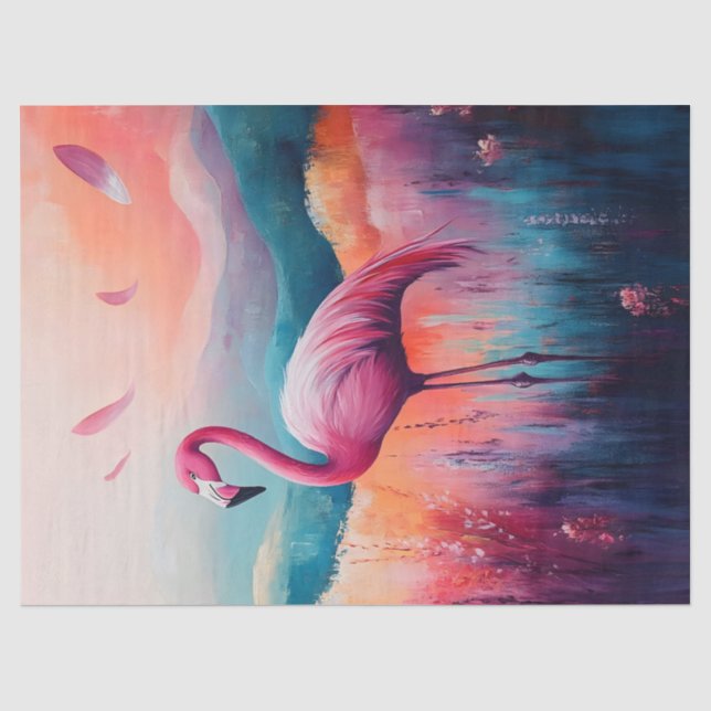 Abstract Flamingo Oil Painting Decoupage Tissue Paper (Front)