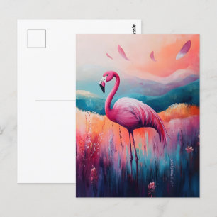 Abstract Flamingo Oil Painting Postcard