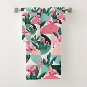 Abstract Flamingos Bath Towel Set