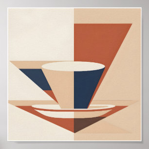 Abstract Flat Geometric Illustration Of A Coffee Poster
