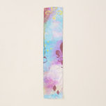 Abstract Fleur de Lis Blue Yellow Pink Artistic Scarf<br><div class="desc">This fun chiffon scarf is designed using my original mixed media abstract art featuring aqua blue,  bright pink,  yellow and copper with lots of paint splatters and drips,  and marks like circle,  lines,  and fleur de lis and will make a fun,  artistic accent to your wardrobe.</div>