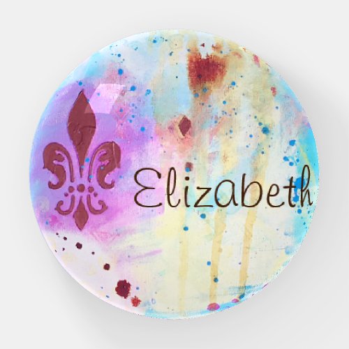 Abstract Fleur de Lis Colorful Cool Fun Customized Paperweight