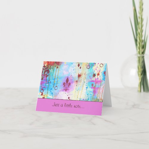 Abstract Fleur de Lis Colorful Whimsical Art Note Card