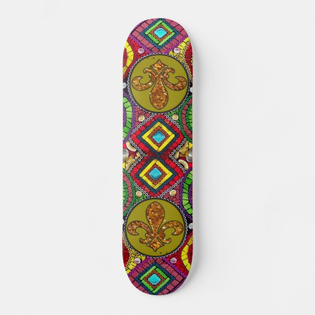 Abstract Fleur De Lis Skateboard New Orleans Deck (Front)