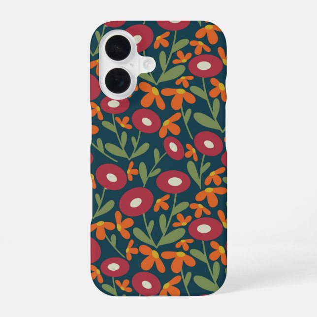 Abstract Flora Navy Blue Iphone Case (Back)