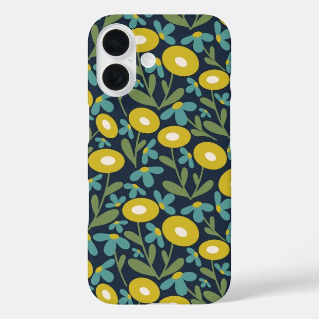 Abstract Flora Sea Blue Case-Mate iPhone Case (Back)