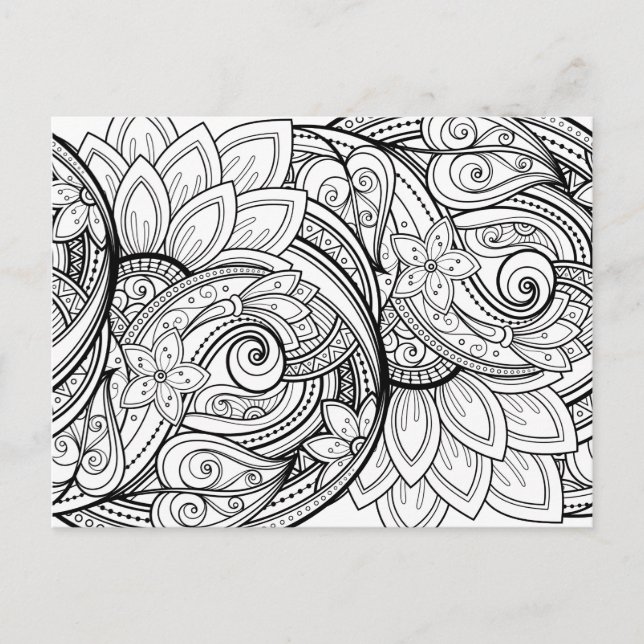 Abstract floral adult coloring postcard (Front)