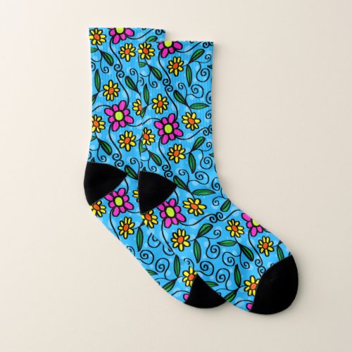 Abstract Floral All_Over_Print Socks