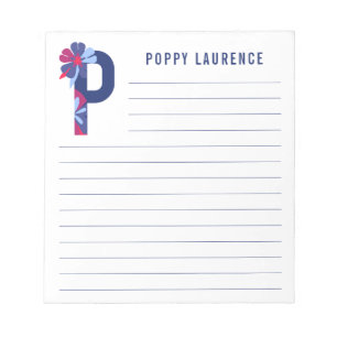Abstract Floral Alphabet Lined Notepad