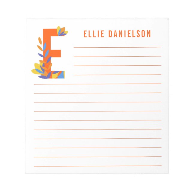 Abstract Floral Alphabet Lined Notepad (Front)