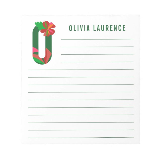 Abstract Floral Alphabet Lined Notepad (Front)