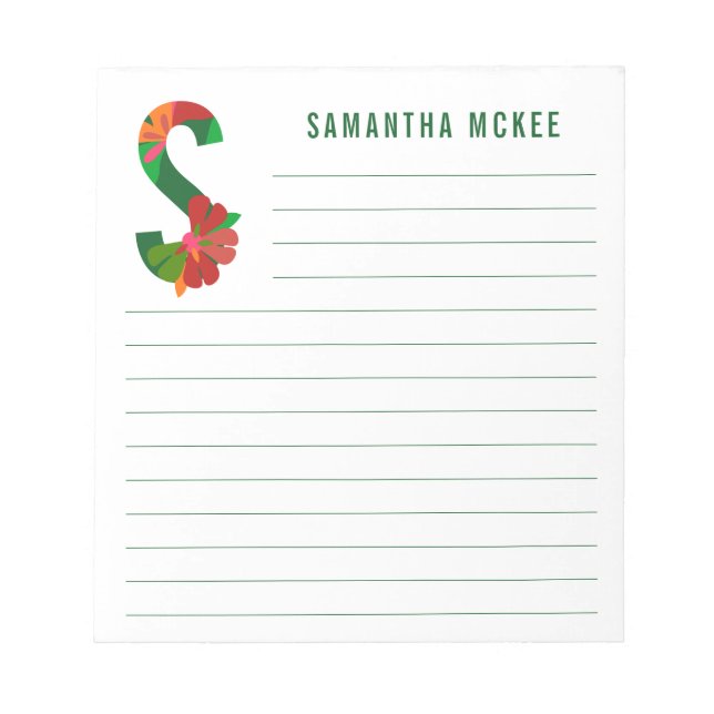 Abstract Floral Alphabet Lined Notepad (Front)
