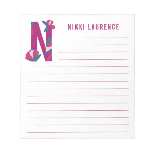 Abstract Floral Alphabet Lined Notepad