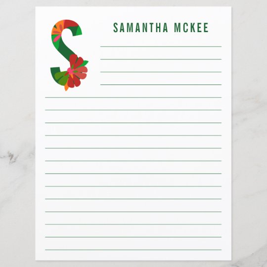 Abstract Floral Alphabet Lined Paper
