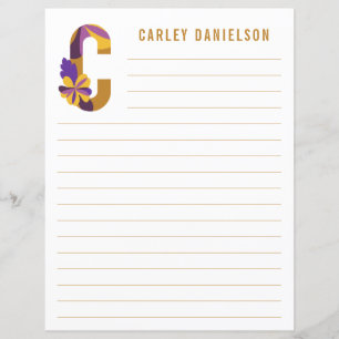 Abstract Floral Alphabet Lined Paper