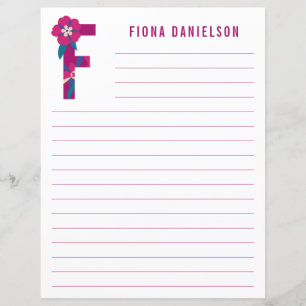 Abstract Floral Alphabet Lined Paper