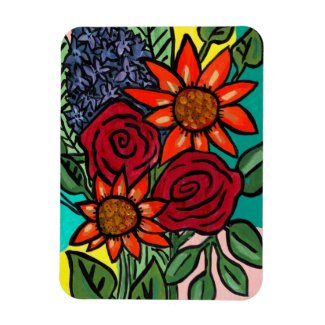 Abstract floral art colorful rose daisy lilac magnet